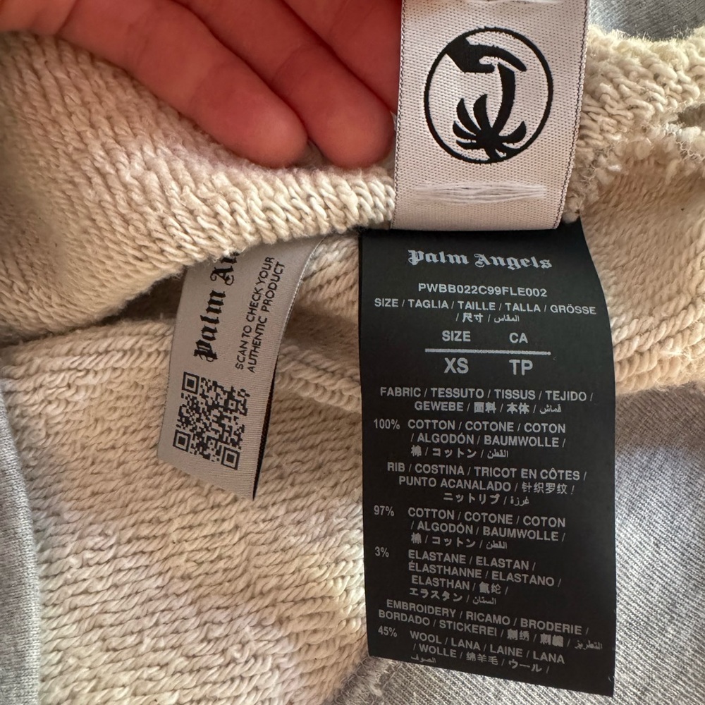 NEW $800 Palm Angels Grey Teddy Bear Cotton Knit Hoodie size XS AUTHENTIC - Picture 8 of 8